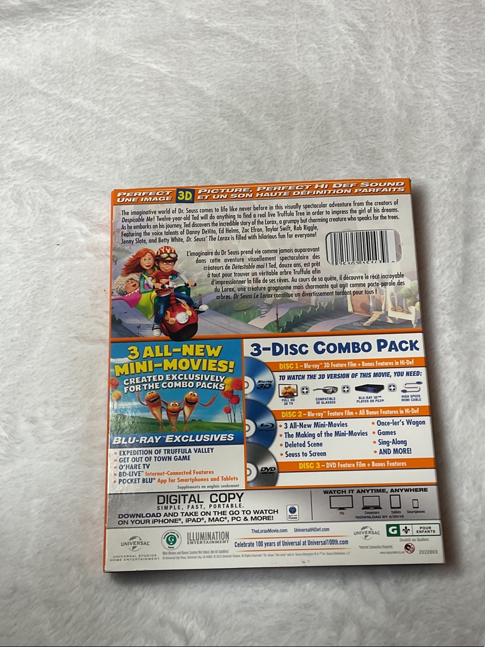 Dr. Seuss Orange Case The Lorax 3D Blu-ray/DVD - Picture 2 of 2